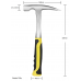 All Steel Rock Pick Hammer With Non-Skid Handle, Pointed Tip and Shock Reduction Grip for Mining, 320mm