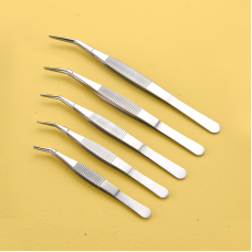 Forceps, Sharp, curved, without guide pin, stainless steel, 125mm length